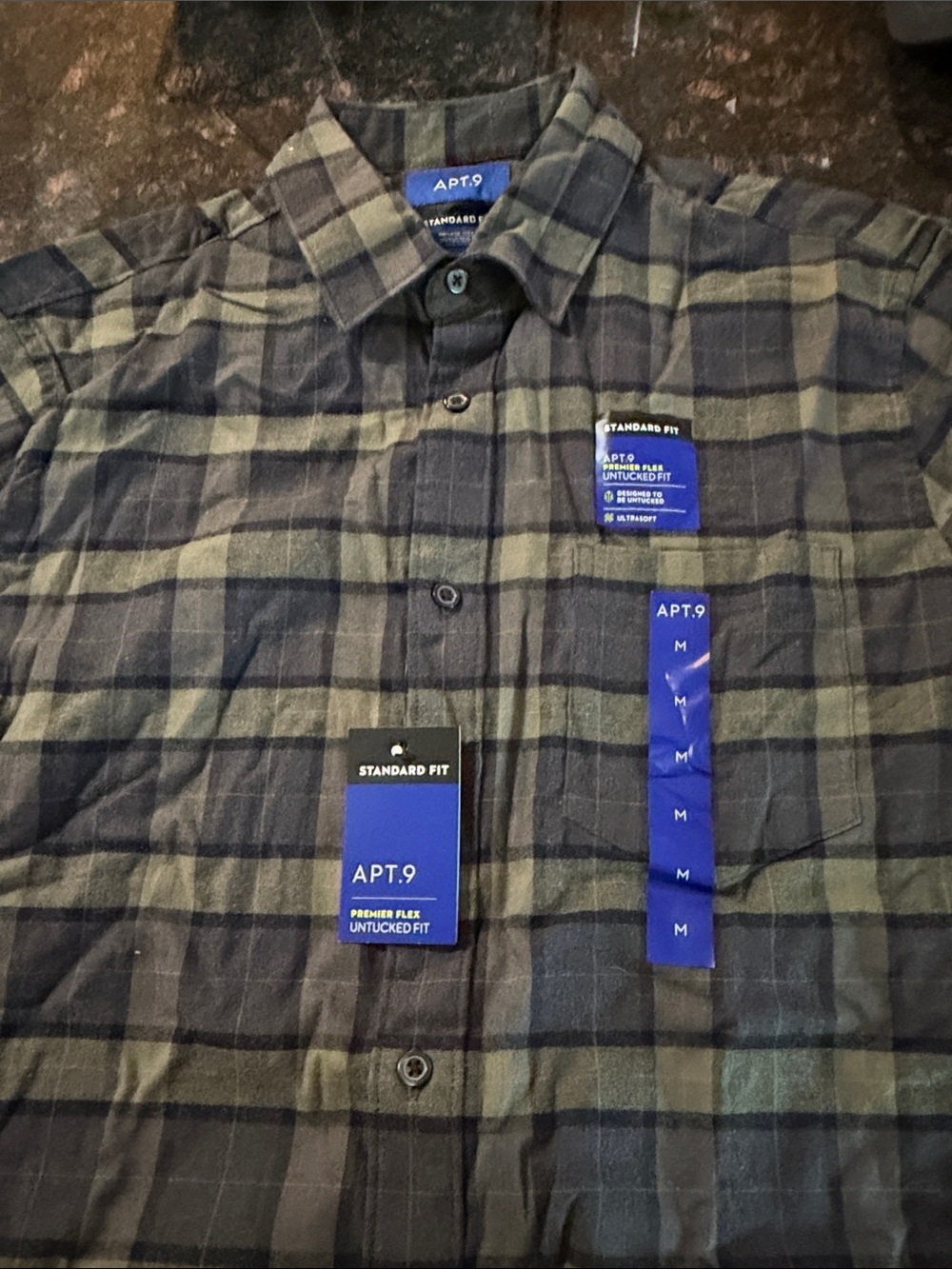 Apt. 9 Olive Green & Black Plaid Button-Down Shirt